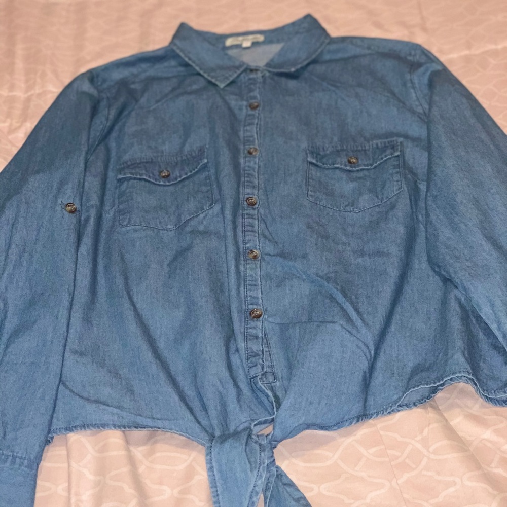 Cute denim button up top